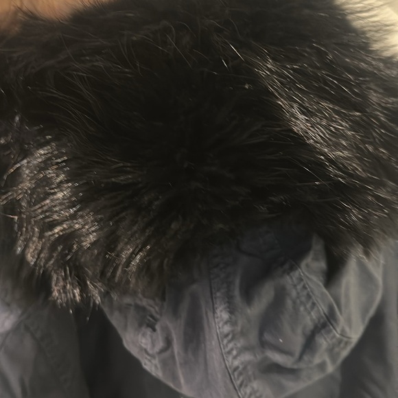 Mr & Mrs Italy Navy Blue Jacket Black Fur. The inside and the hood is fur! - Picture 3 of 4